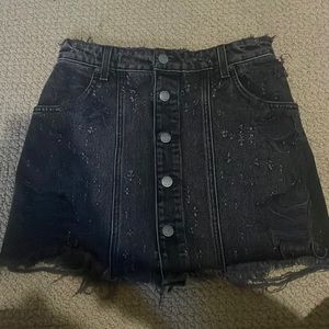 Carmar Black Distressed Jean Skirt